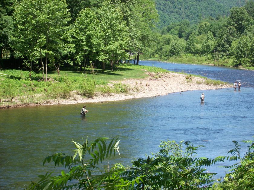 Fishermen wading in Pine Creek