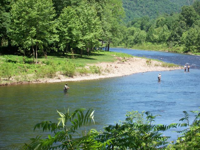 Fishermen wading in Pine Creek