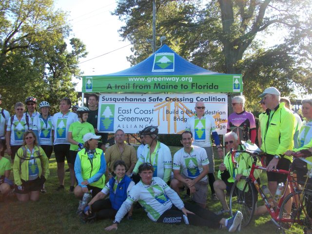 Some of the group before the crossing in Perryville