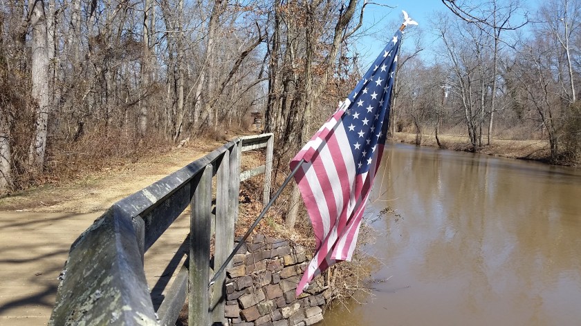 towpath and flag