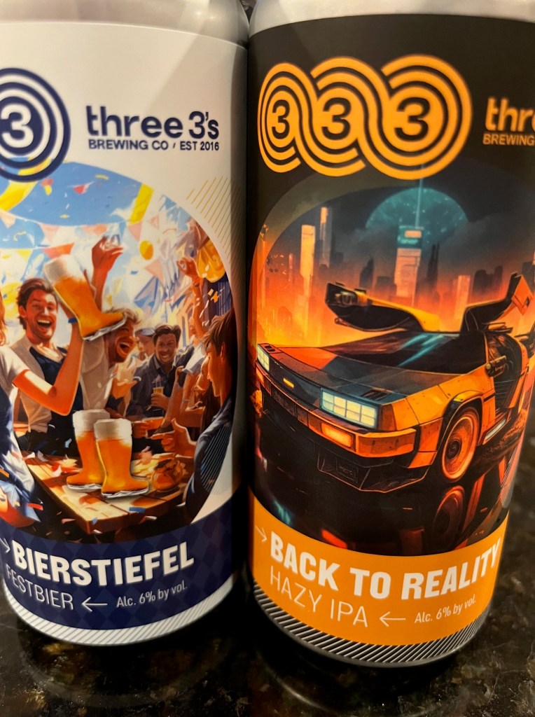 2 beer cans from Three 3s in Hammonton NJ.